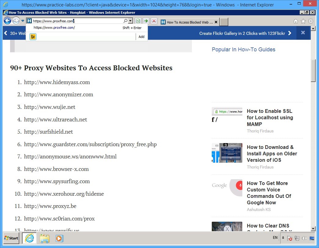 Practice Labs screenshot.